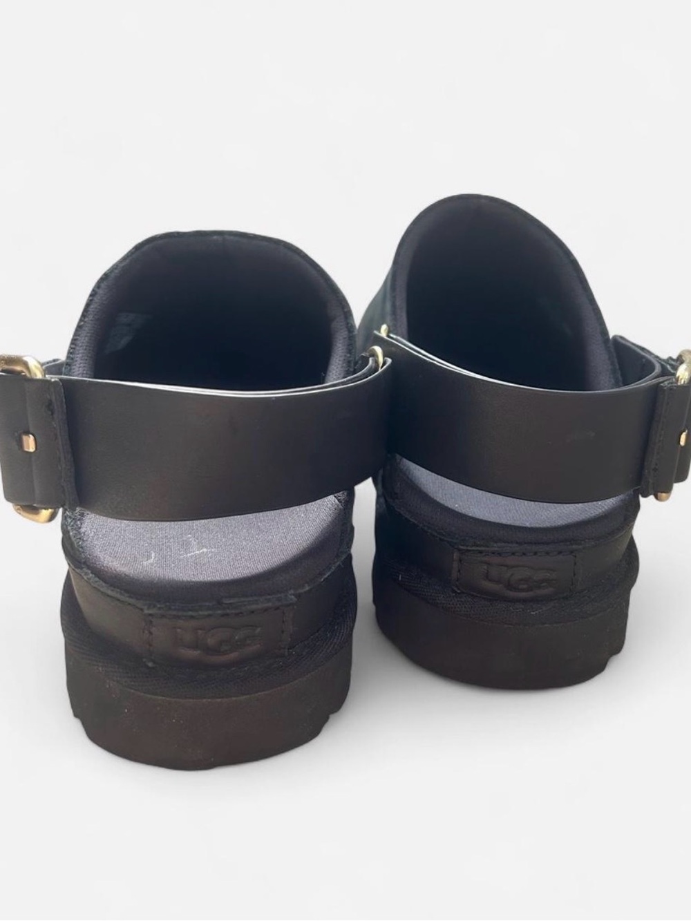 UGG Black Suede Clog Mules with Adjustable Buckle - Picture 5 of 7
